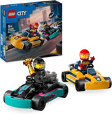 LEGO City Skelters met chauffeurs, 2 minifiguren, chauffeurs- en raceautoset, speelgoedauto's voor jongens en meisjes van 5 jaar oud, leuk cadeau voor kinderen 60400 bouwsets