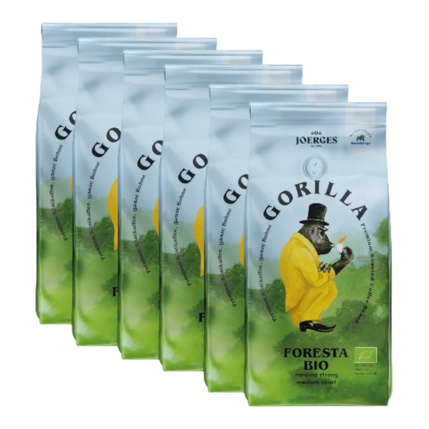 Gorilla Foresta Koffie 6 x 1000 g hele geroosterde bonen | Arabica-melange | Portafilter en volautomatische espressomachines | Espresso koffie