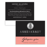 Ankerkraut Grüne Jalapeno, scharfe Chili, Chilis geschrotet, Finisher Scharf Würzen, Scharfes Essen Kochen, Highlight Chili con Carne, Fleisch, Kartoffeln, 45g in korkenglas