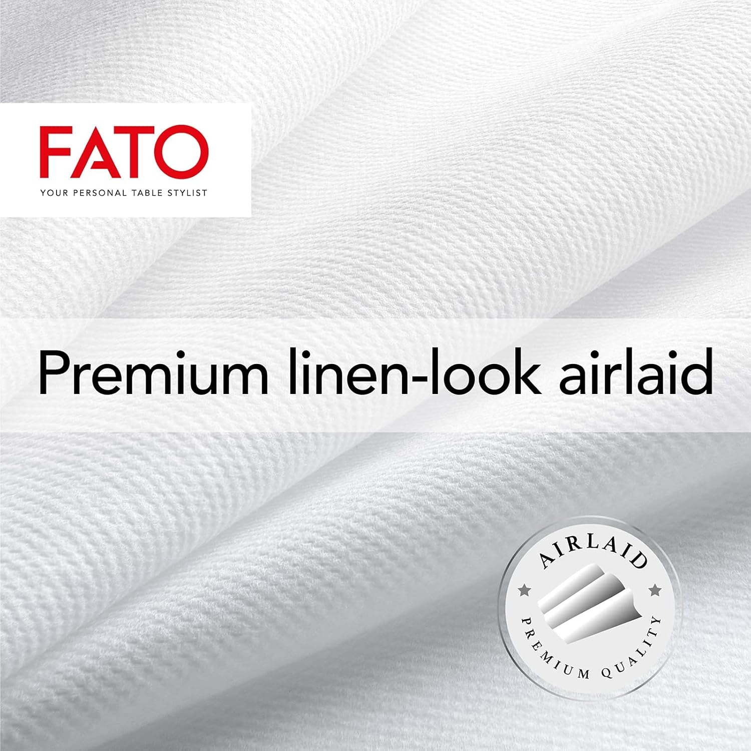 Fato - Droogpapieren servetten, Airlaid, stoffen effect, verpakking van 50 servetten, maat 40X40 in 4 gevouwen, kleur zwart