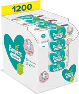 Bright Starts Deluxe deurvangerset met veilige en stabiele deurframeclip en Pampers Sensitive babydoekjes, 1200 doekjes (15 x 80)