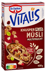 Dr. Oetker Vitalis KnusperPlus Dubbele Chocolade: Krokante muesli met melk- en pure chocolade, pakje van 7 (7 x 450g)