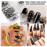 Mini Metall Nieten Punk Nail Charms Goud Zilver Strasssteine ​​Nägel Charm Kegel Spikes Nagelschmuck Glitzersteine ​​Nail Art Studs Nagel Steine ​​Legierung Nagelanhänger Rhinestones Nageldesign Zubehör