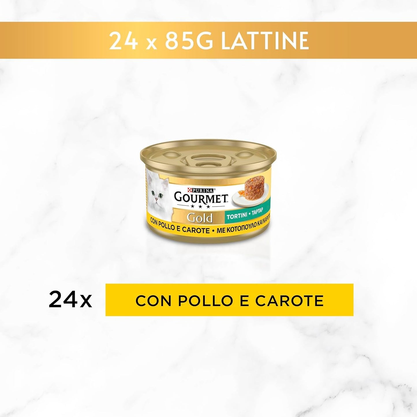 Purina Gold vochtige vegetarische gehaktballetjes met kip en wortel, 24 blikjes van elk 85 g