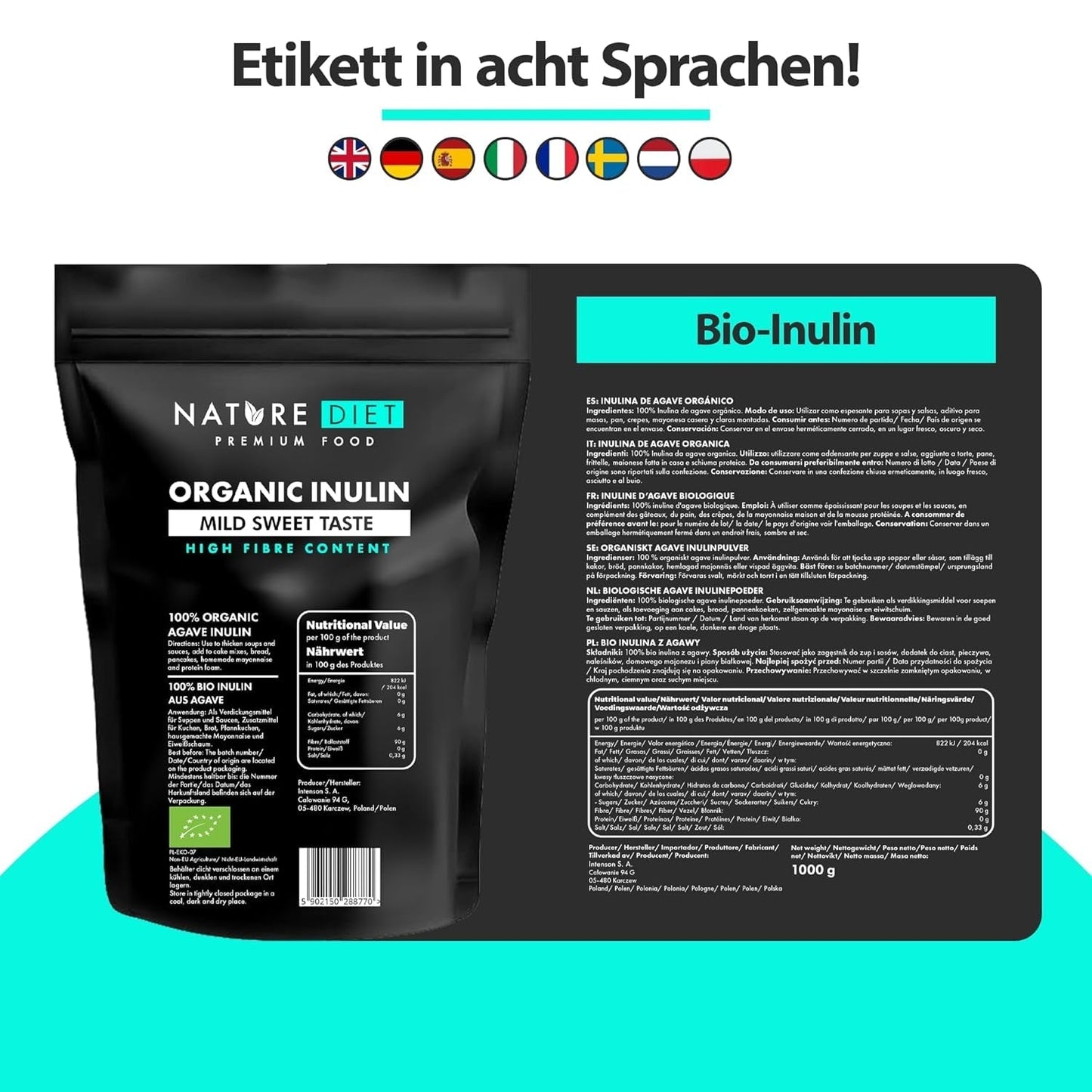 Nature Diet - Bio-inuline 1 kg | Aus Agave | Natürliches Präbiotikum Zoetstoffen Naty Shop