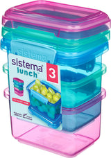 Lunchbox sandwichboxsysteem | 450 ml | stapelbare en luchtdichte lunchbox met deksel | voor kinderen en volwassenen | zonder BPA | gemengde kleuren | 3 stuks Voedselbewaardozen Naty Shop 3 X 400 Ml