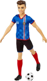 Barbie Je kunt alles zijn Serie Ken-pop Voetballer Bruin haar Ken-pop Blauw T-shirt Voetbal 1X Ken Voetballer-pop Kindercadeau 3 jaar oud Speelgoed Hcn15 Naty Shop-poppen