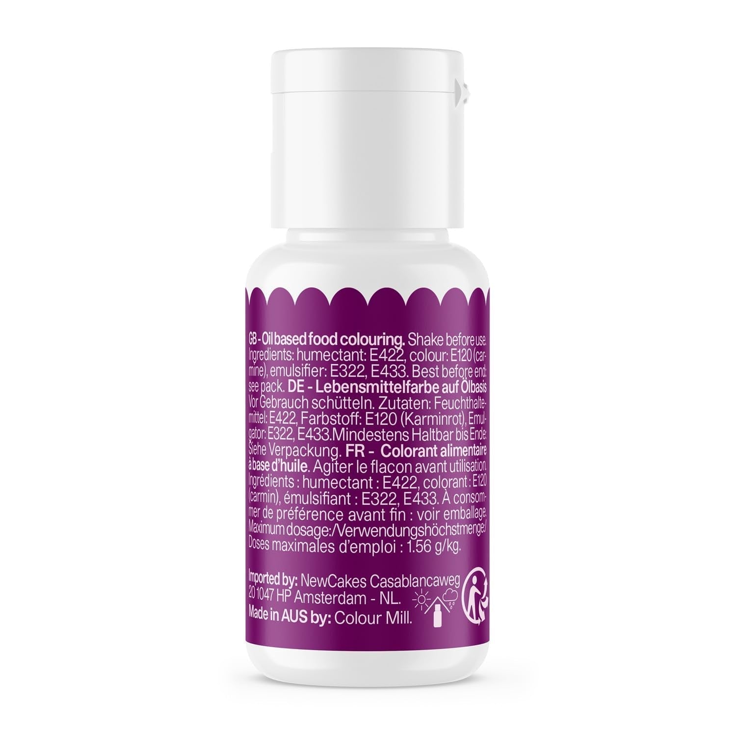 Voedingskleurstof op basis van druivenolie Color Mill Oil Blend - Voedingskleurstof voor chocolade, fondant, muffins, cakes, bakken, bitterkoekjes - Voedingskleurstof voor het decoreren van taarten - 20 ml