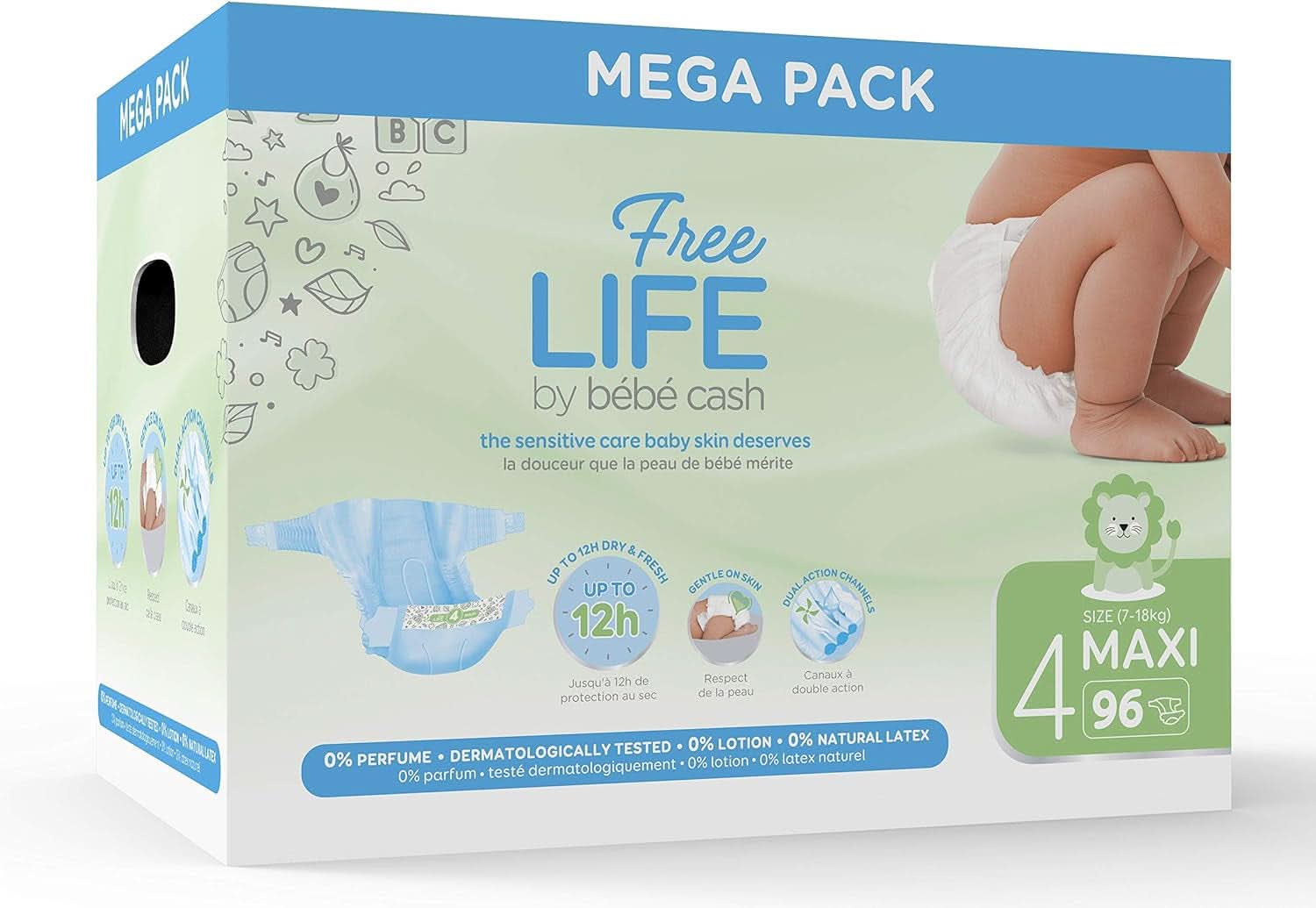 Freelife Baby Cash Luier, Größe 6 (18 Kg en +), 1 X 35 = 35 Luier Naty Shop Taille 4 (Lot Of 96)