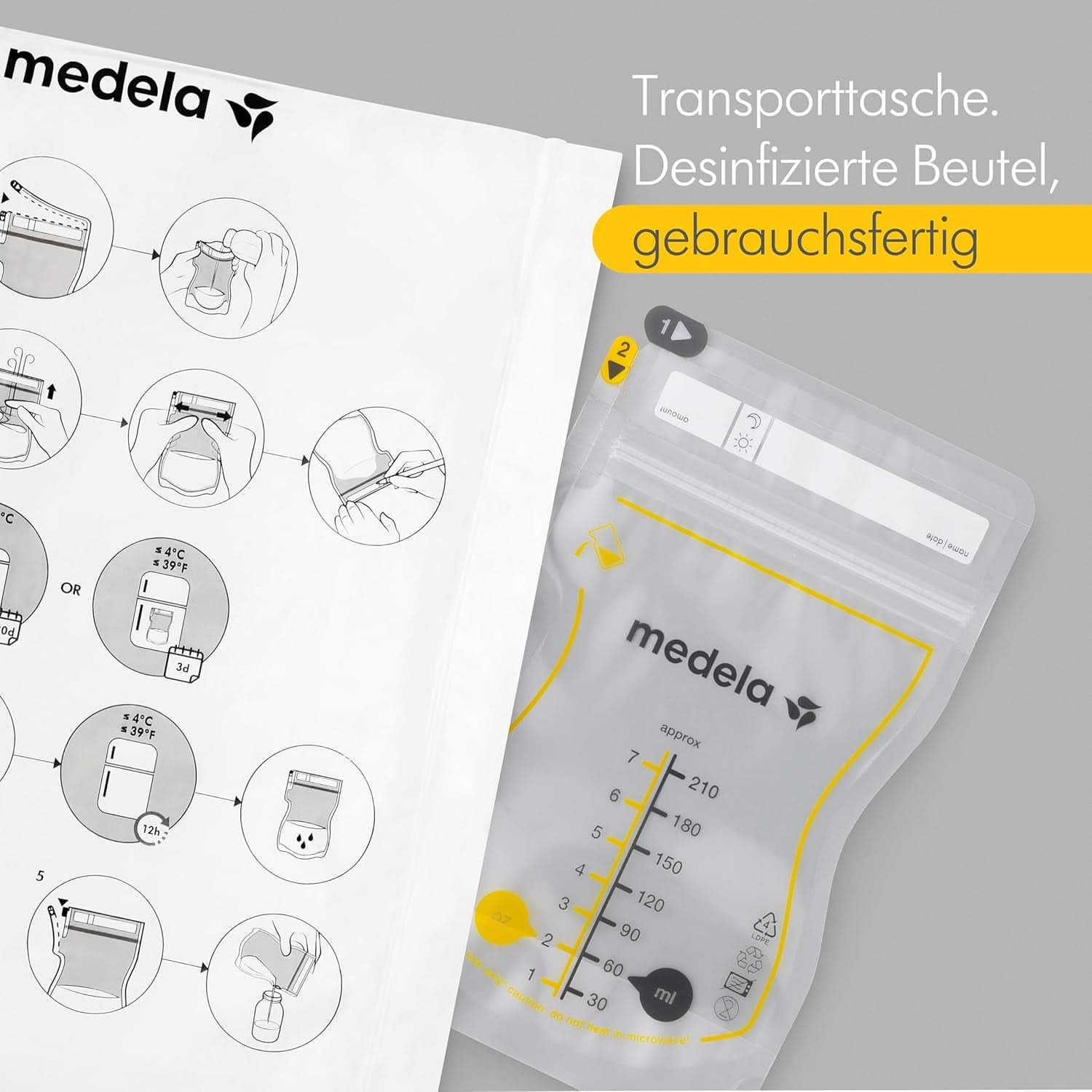 Medela Easy Pour Muttermilchbeutel Zum Einfachen Ausgießen, 100 Stück, 210 Ml, Auslaufsichere Einweg-Muttermilchbeutel Mit Überlaufschutz, Stillhelfer Accessoires Babyvoeding en borstvoeding Naty Shop