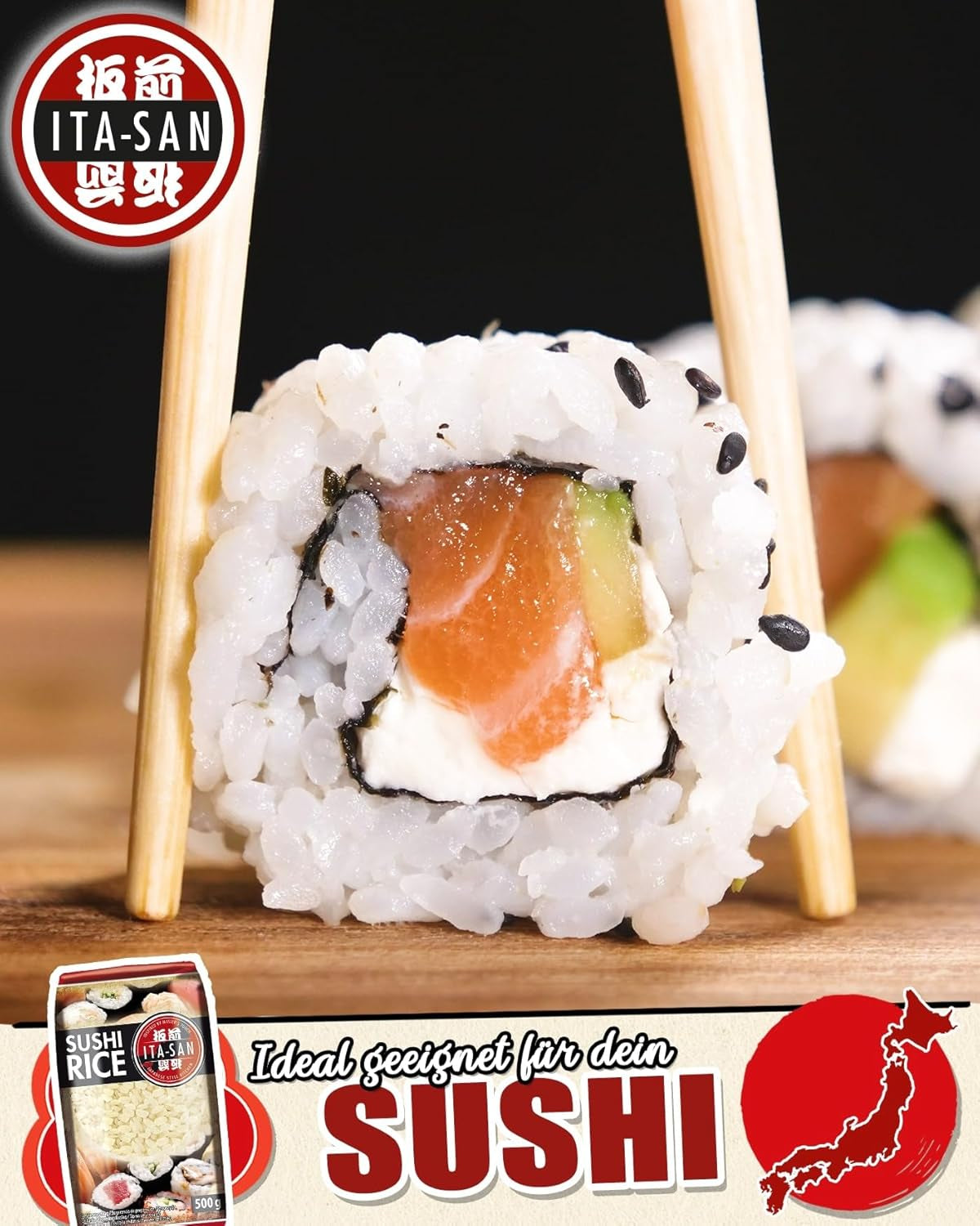 ITA-SAN Sushirijst, rondkorrelige, topkwaliteit, 100% pure variëteit, snelle en gemakkelijke bereiding, veganistisch, halal, glutenvrij (1 x 500 g)