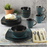 Vierkant servies Soho Lounge 102534.16RM, steengoed, turkoois