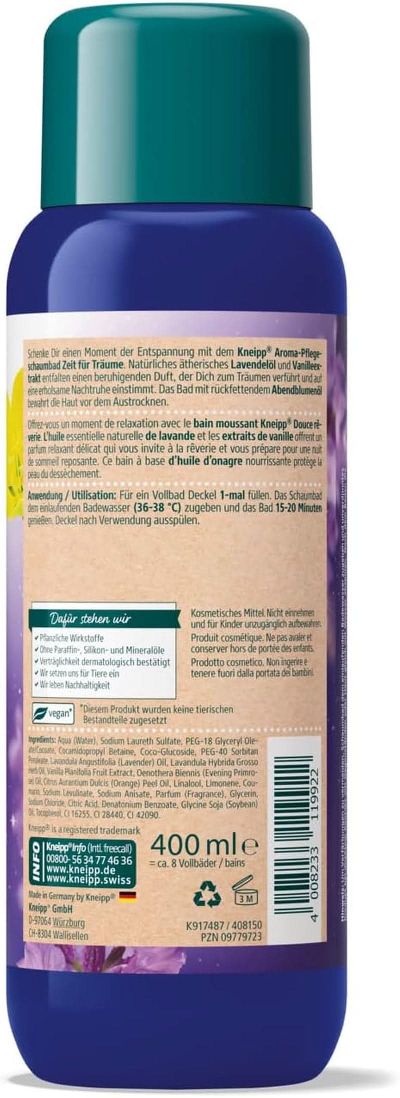 Kneipp Aroma, badadditief, lavendel en vanille, 400 ml Douche en bad Naty Shop