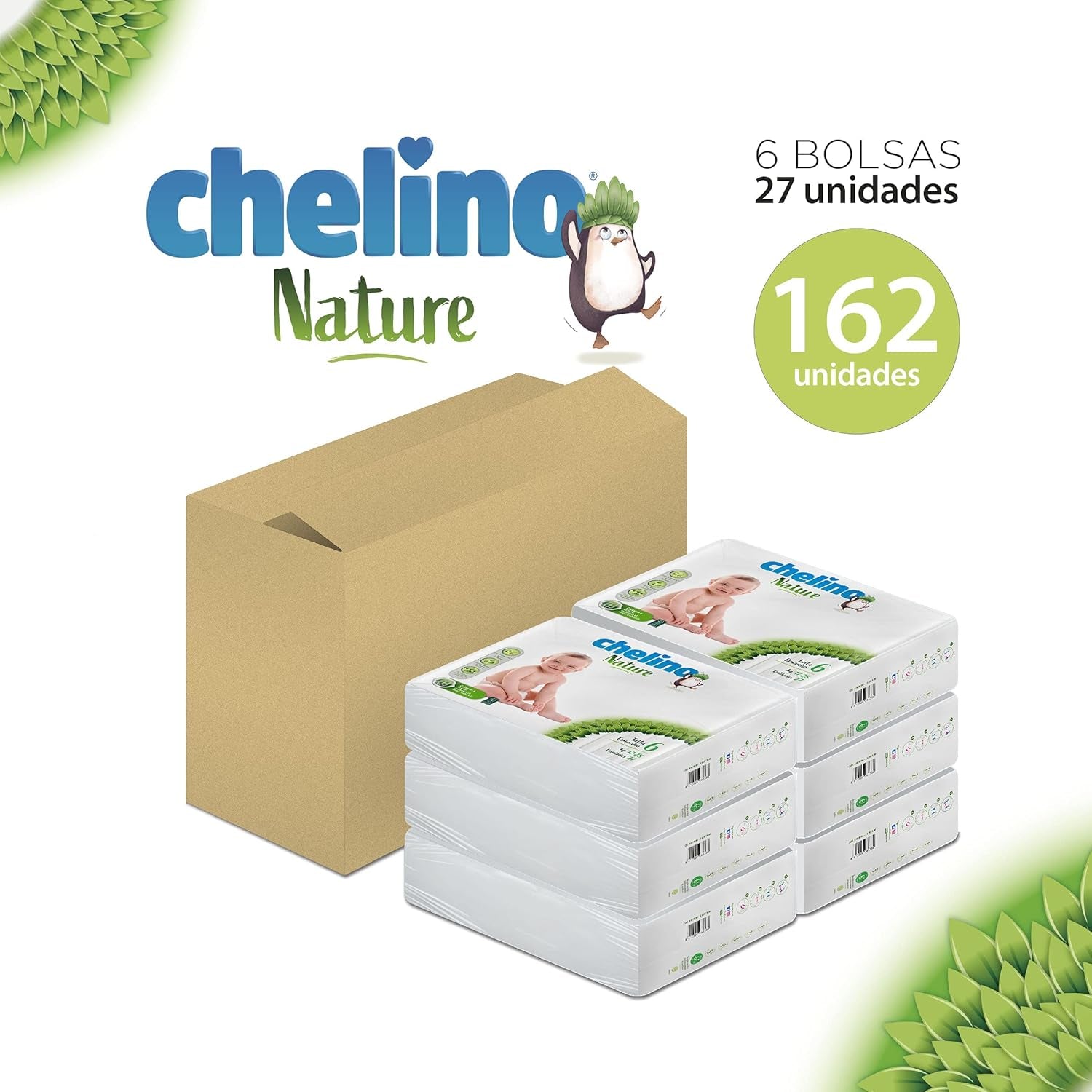 Nature babyluier, maat 6 (17-28 kg), 162 luiers