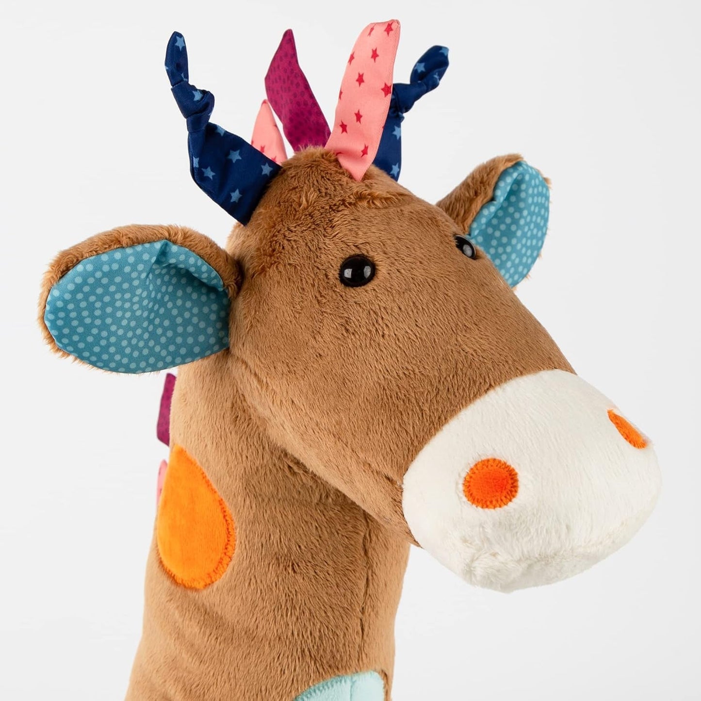 SIGIKID 42863 Giraffe XXL babyspeelgoed, PlayQ educatief speelgoed, knuffel met bijtring, rammelaar, spiegel, piepend, voor baby's en kinderen vanaf 3 maanden, veelkleurig/giraffe 72 cm speelgoed Bebe Naty Shop