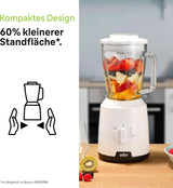 Braun Powerblend 1 JB1050WH - Standmixer Met 1,5 L Glas-Mixaufsatz, Küchenhelfer Zum Zerkleinern, Pürieren & Mixen, Ice-Crush-Funktion, 2 Geschwindigkeiten, 600 Watt, Weiß Kitchen Naty Shop