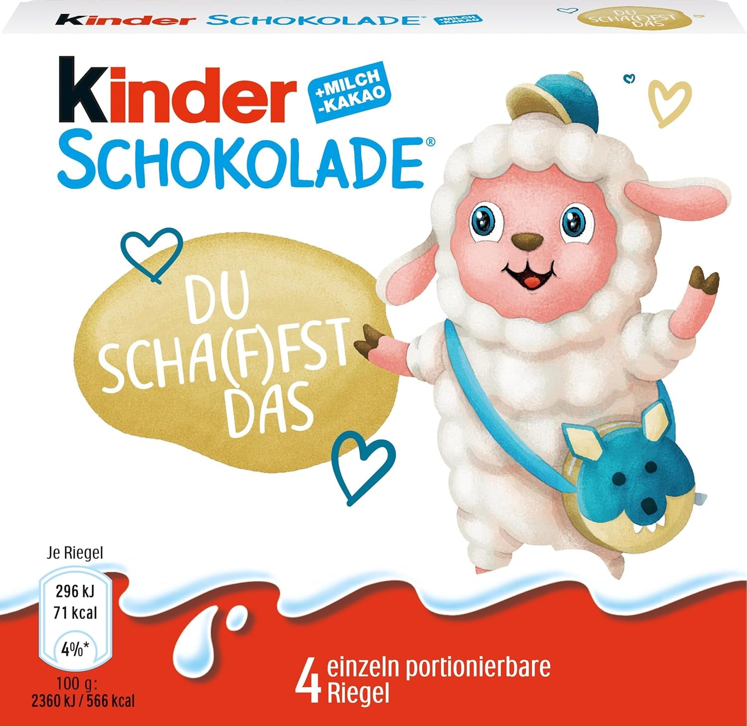 Kinder Chocolate (20 x 50 g) - Valentijnsdagcadeau voor hem en haar, Carnaval & Mardi Gras-snoepjes - Gevulde melkchocoladerepen - 20 verpakkingen van elk 4 individuele repen
