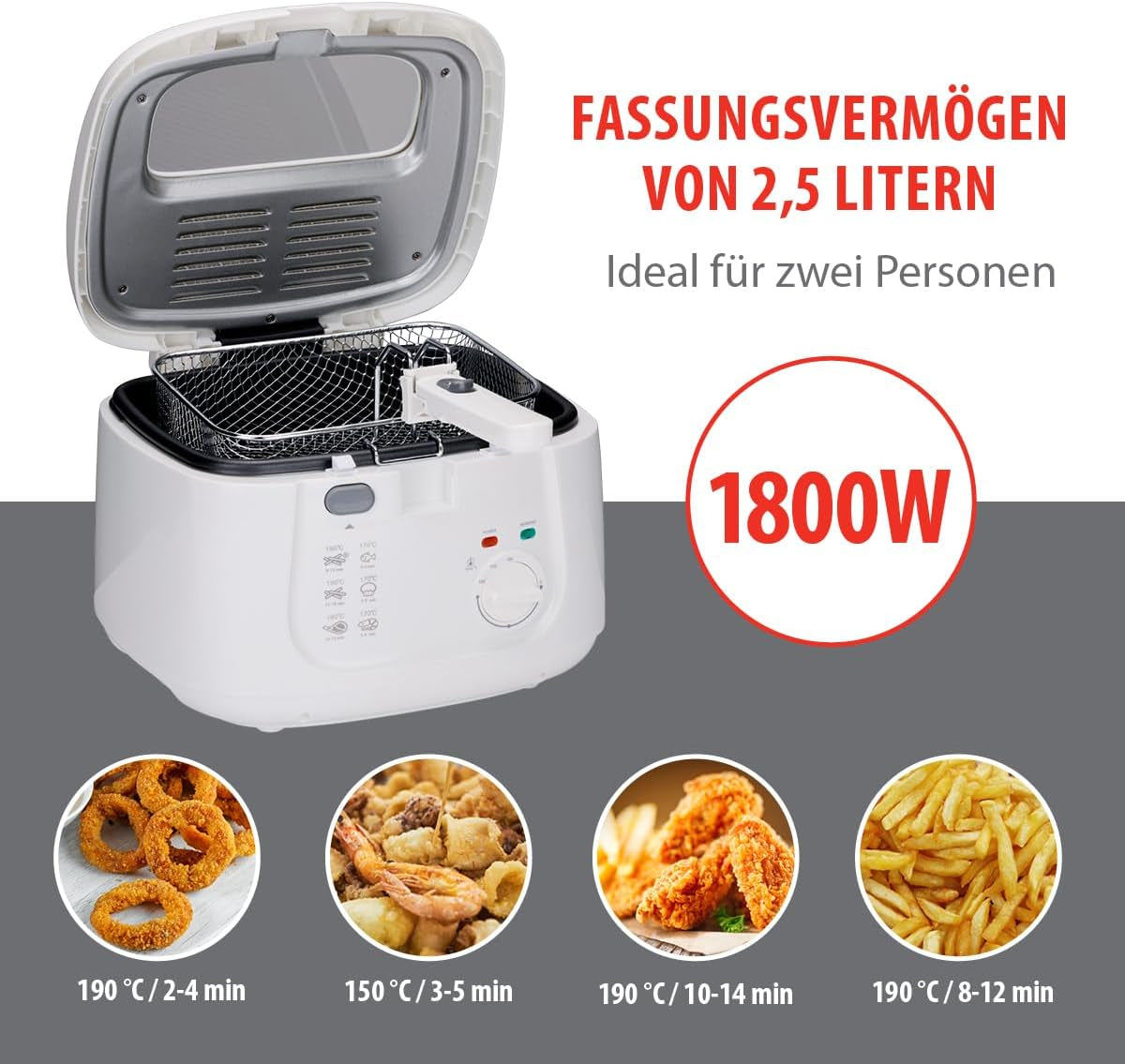 Alpina Frituurpan 2,5L DF-165, 1800W - Regelbare temperatuur tot 190°C Apparaten Naty Shop