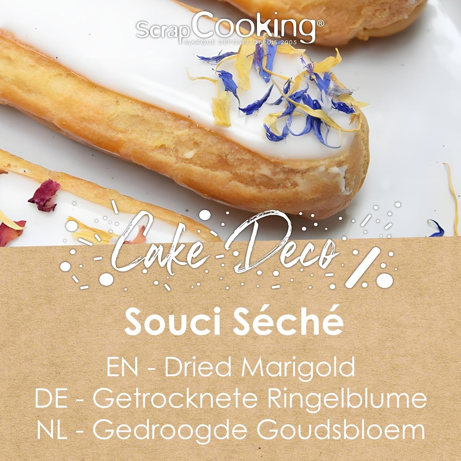 ScrapCooking - Gedroogde Goudsbloemen 3,5 g - Eetbare bloemen - Voedseldecoraties voor bakken - Voor desserts, cakes, taarten, muffins - Kerstmis, Lente, Verjaardag - Goudgeel - 7471