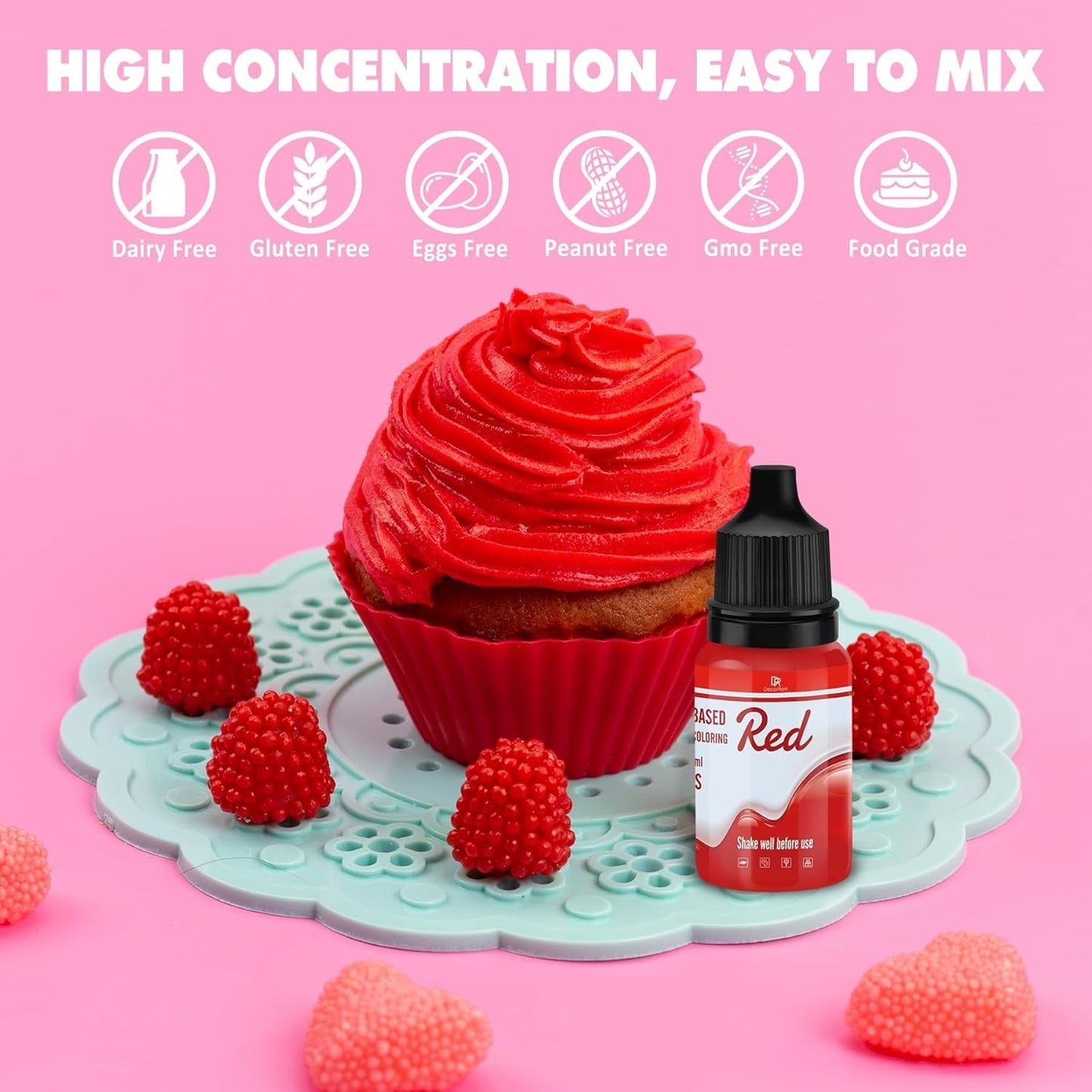 Vetoplosbare chocoladekleurstof - 12 kleuren op olie gebaseerde kleurstof voor fondant, taartdecoratie, bakken - vloeibare kleurstof voor cacaoboter, botercrème, cakes - elk 10 ml