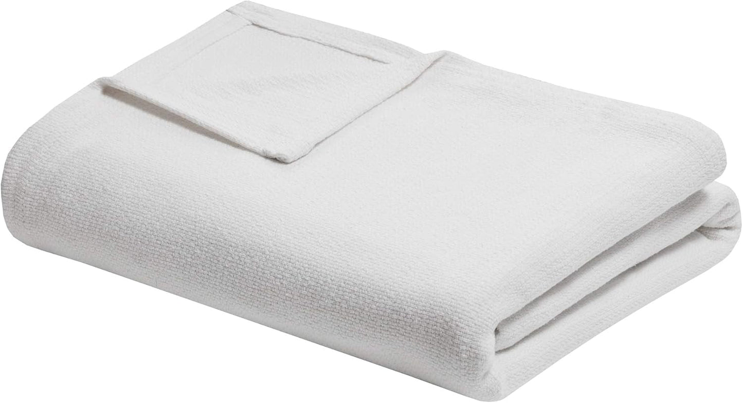 Madison Park Freshspun Rieten Katoenen Deken Twin Grijs Bedden en Dekens Madison Park Crèmekleurige Twin