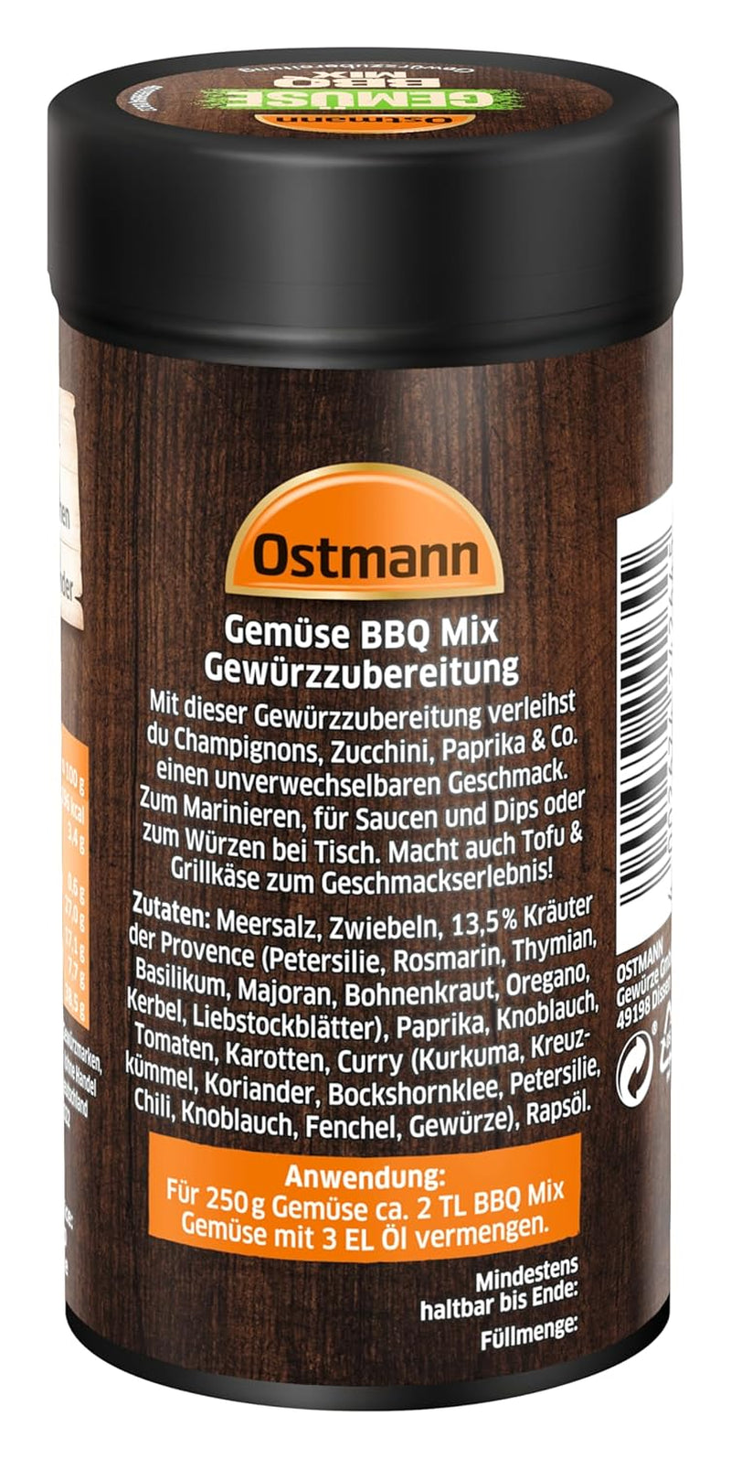 Ostmann Gewürze - Gemüse BBQ Mix | Gewürzzubereitung für Gemüse | Mediterrane Kräuternote voor Grillgemüse, Tofu und Co. | 120 g in een zeef