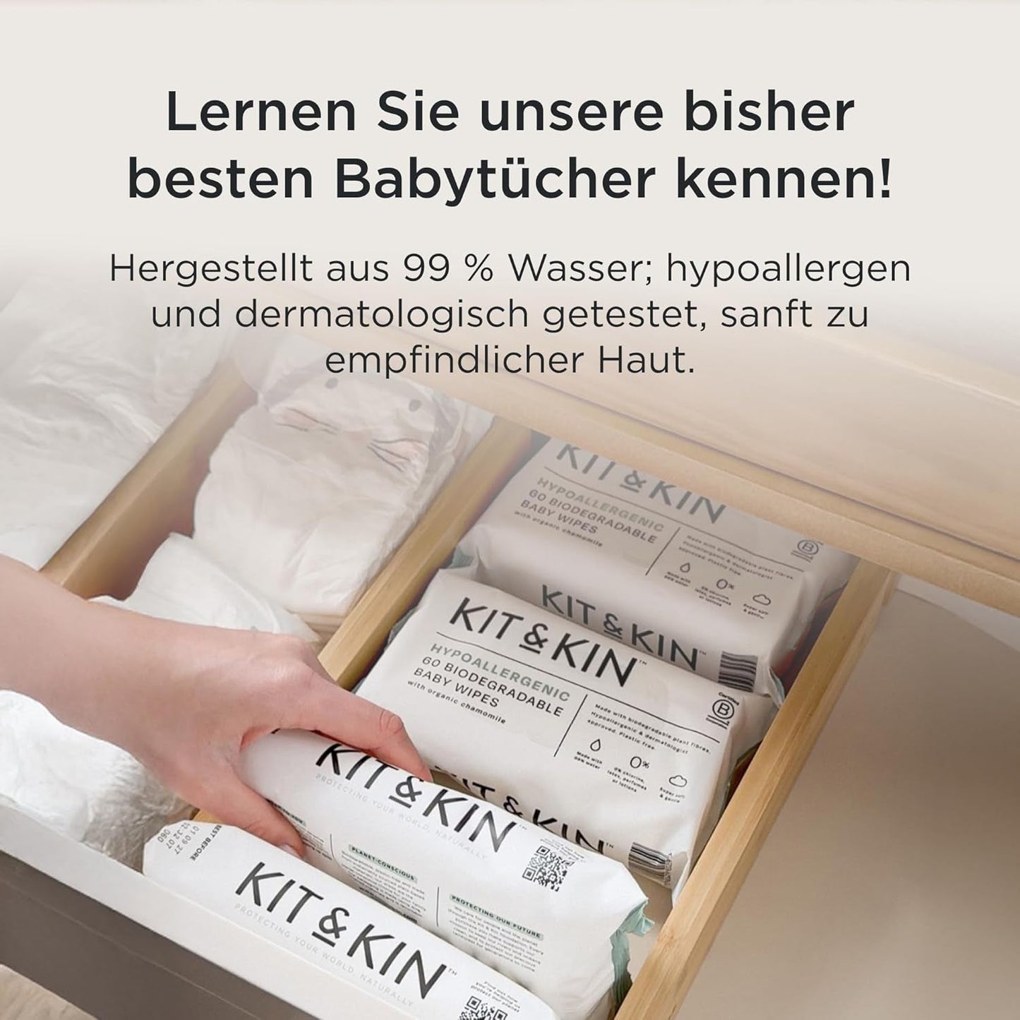Kit & Kin Premium luiers, maat 4 (9-14 kg), 128 stuks, plantaardig en hypoallergeen, betrouwbare lekbescherming, veganistisch en dierproefvrij