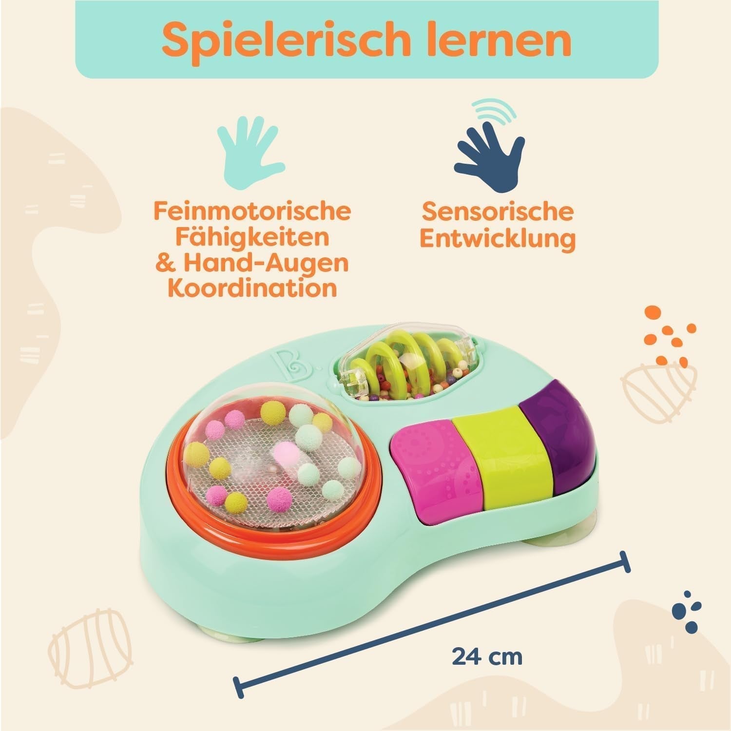 B. speelgoed - Kinderspeelgoed voor kinderstoel - Zuignapspeelgoed met muziek, licht, geluid - Zintuiglijk speelgoed - Motorisch speelgoed voor kinderen - vanaf 6 maanden - Whirly Pop Baby Toys Naty Shop