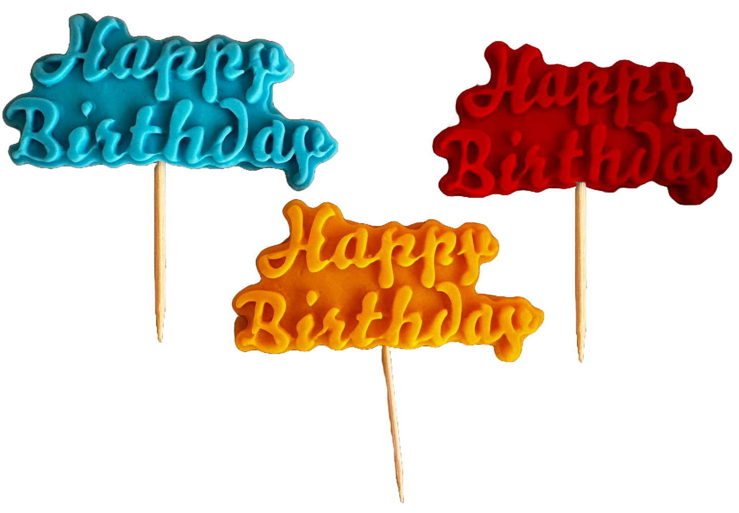 Set van 3 eetbare suikerpasta-decoraties, Happy Birthday Sugar Paste Decorations Naty Shop