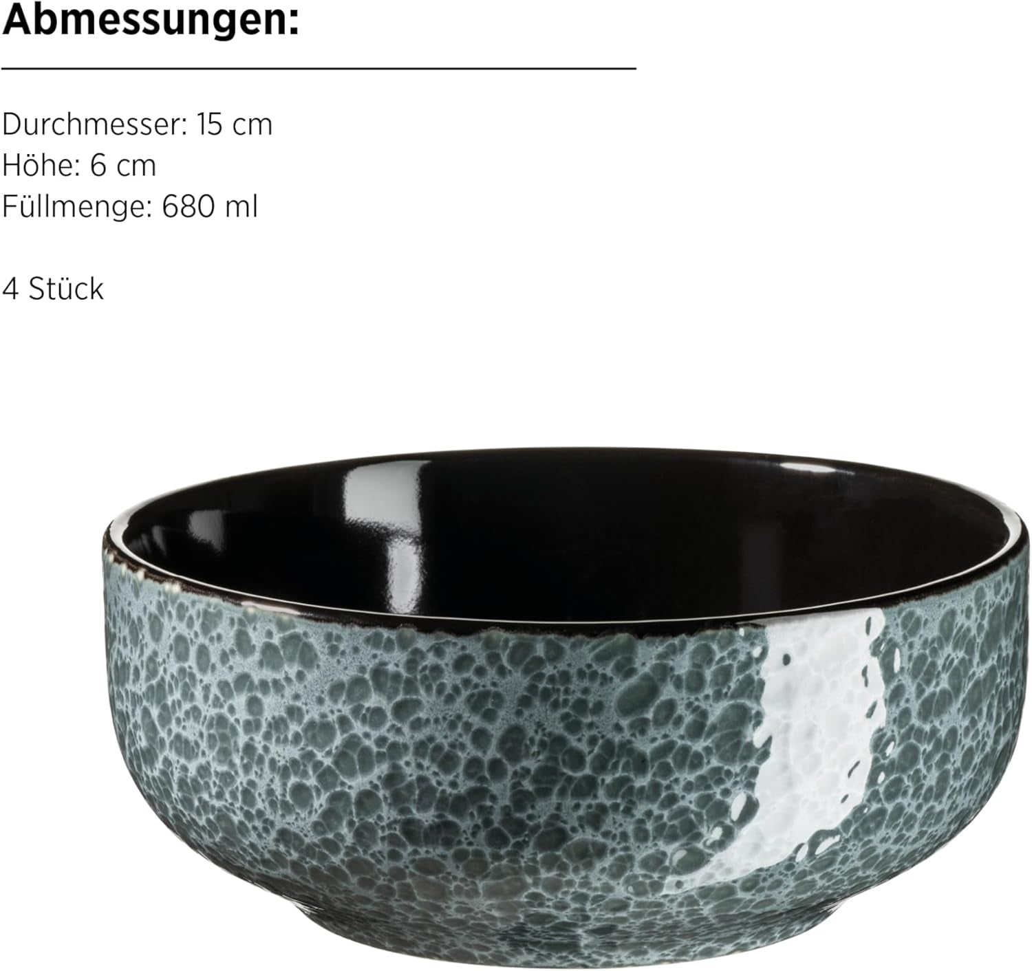 MÄSER 934110 Filippa serie, Keramisch servies voor 4 personen, Modern gecombineerd servies met 16-delig; Borden, schalen en kopjes met reactief glazuur in groen en zwart, Steengoed, Groen