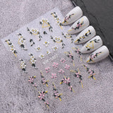 JMEOWIO 6 Blatt 3D Nagelsticker Frühlings Blume Nail Art Sticker Selbstklebend Nagelaufkleber 5D Stereoskopisch Bunte Sommer Blumen Decoratie Nageldesign Zubehör