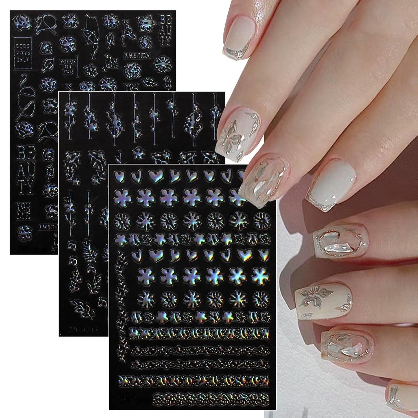 Jmeowio Nagelsticker Aurora Geometrisch 12 Blatt Nail Art Sticker Selbstklebend Nagelaufkleber Bunt Decoratie Nageldesign Zubehör