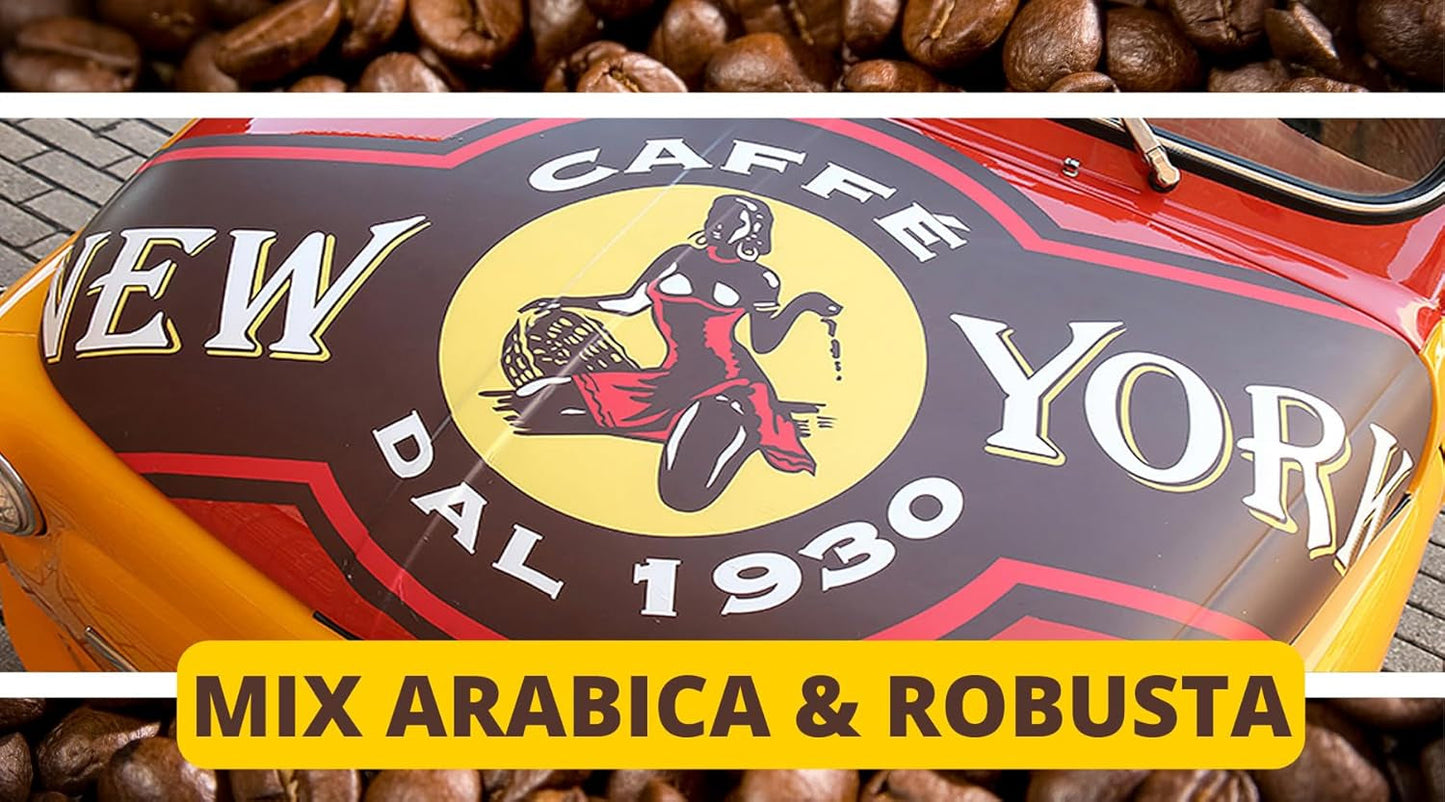 New York Coffee - EXTRA P - Koffiebonen, krachtige en beslissende smaak, Arabica- en Robusta-bonen, voor het malen, Italiaanse espresso, barblend - premium kwaliteit sinds 1930 - 1 kg, bonen