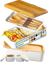 Umami lunchbox voor volwassenen, lekvrije stapelbare bentobox met 4 bestek en vakken, lunchbox voor volwassenen, saladecontainer voor onderweg, picknick-/kantoorlunchbox, houtskoolgrijs, 1500 ml