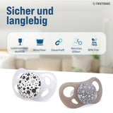 Twistshake Babyfopspenen – 2 stuks | Orthodontische vorm | Ultralicht | Zachte siliconen speen | BPA-vrij | Geschikt voor baby's vanaf 6 maanden | Grijs-wit