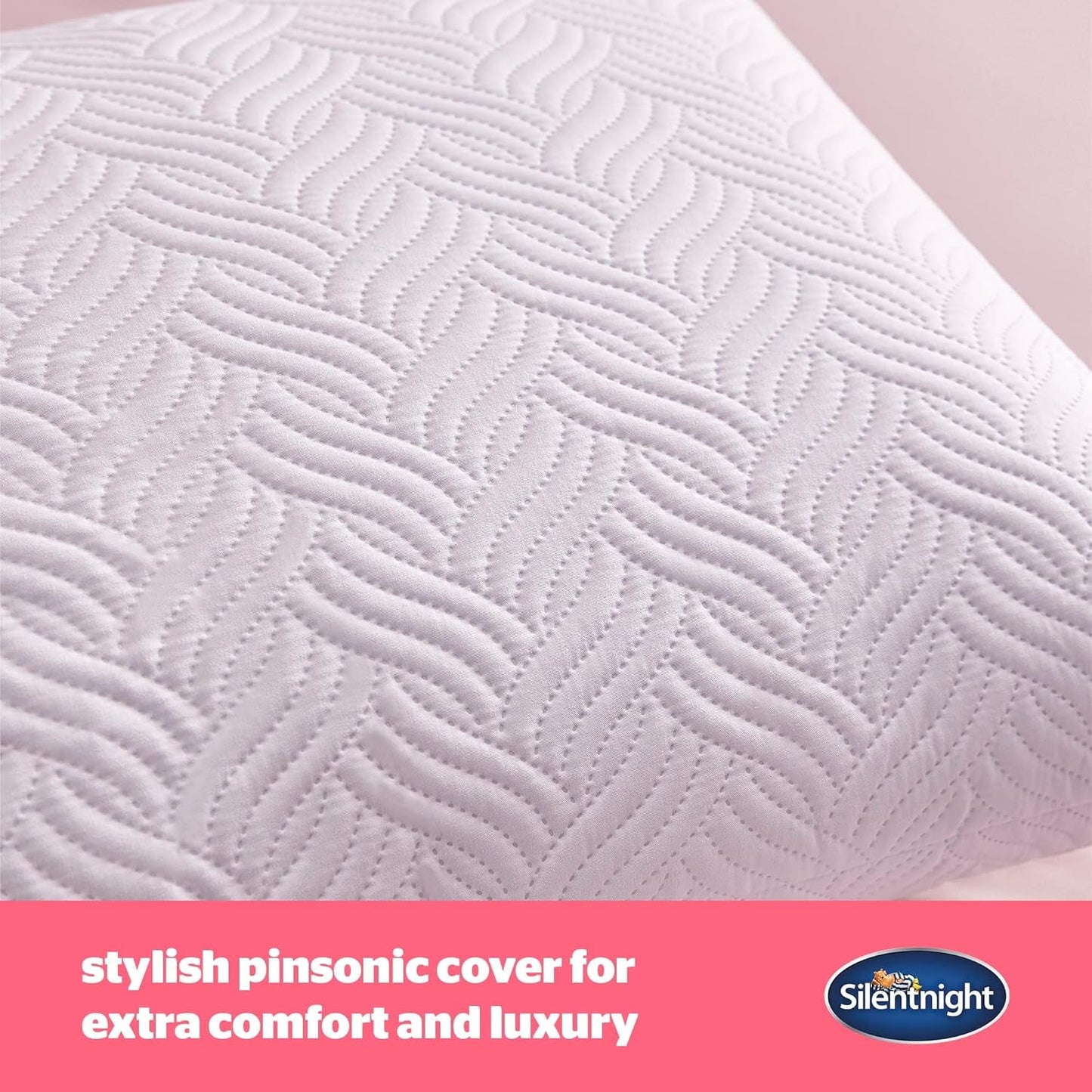 Silentnight Ultimate Kussen - Zacht en ondersteunend bedkussen met Pinsonic Soft Touch Luxe gewatteerde hoes, machinewasbaar en hypoallergeen voor rug- en zijslapers, 1 stuk Naty Shop standaardkussens