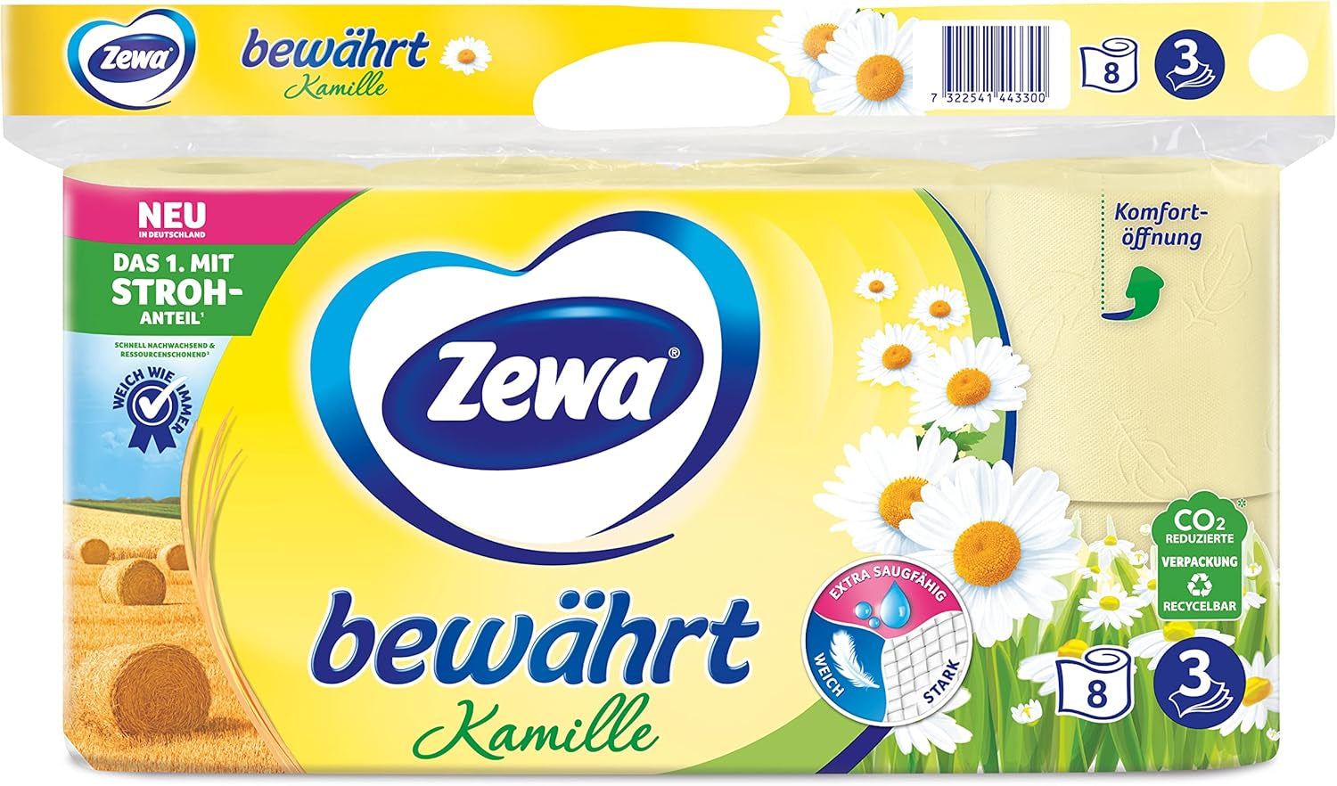 Zewa Bewezen Kamille Toiletpapier met Rietje 7X 8Rollen