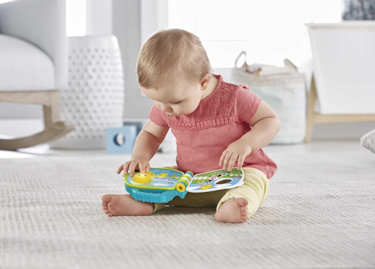 Fisher-Price Muzikale Dierenvriendenliedjesboek | Babyspeelgoed vanaf 6 maanden, 1 jaar voor meisjes en jongens | Kinderspeelgoed | Muziekboek met geluiden en lichteffecten | Educatief speelgoed (Duits), GFP29 Jucarii Bebe Naty Shop