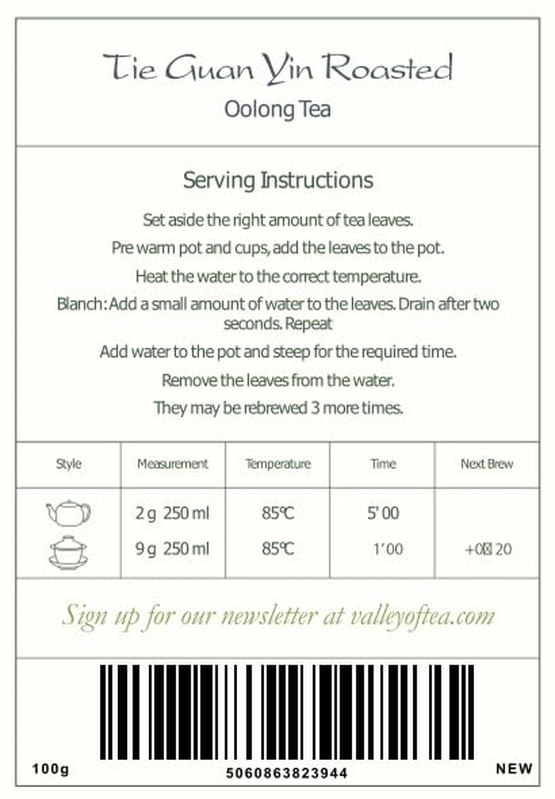Tie Guan Yin Oolong Thee - Geroosterde Blauwe Thee Ti Kuan Yin China - Chinese Wu Long Thee Tieguanyin - Blauwe Thee Olongh Thee Olongo Thee