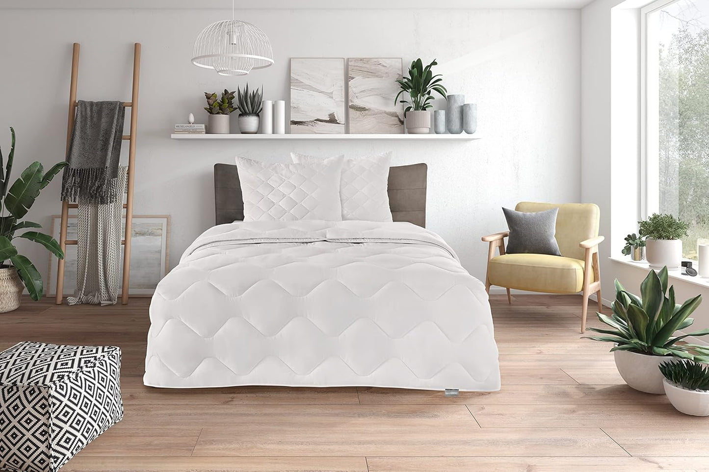 Traumnacht Cosy - Bedset 4 seizoenen, 1 X deelbaar dekbed 135 X 200 Set en 1 X kussen 80 X 80 Cm, Ã-ko Tex gecertificeerd, wit, ontwikkeld in Duitsland, (pak van 2) Naty Shop dekbedden en dekbedden 4 seizoenen 200 X 200 Set