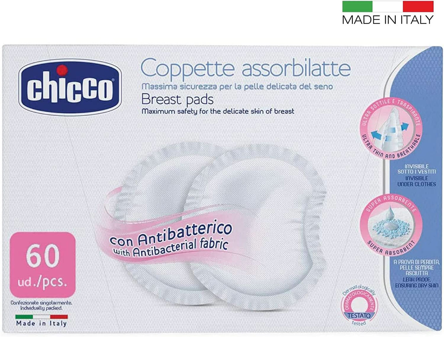 Chicco Naturalfeeling Antibacteriële tampons, 60 stuks Voedings- en borstvoedingsaccessoires Bebe Naty Shop