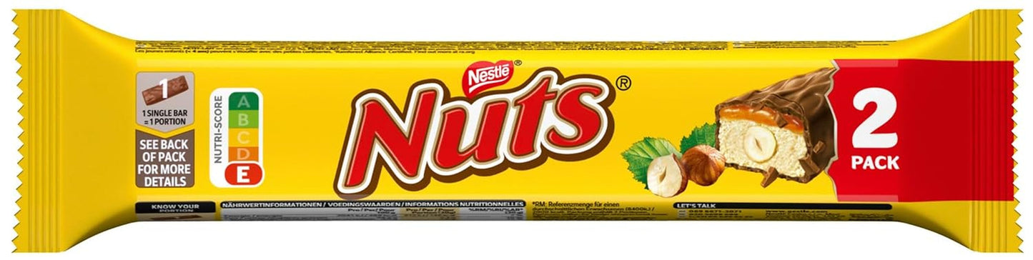 NESTLÉ Chocoladerepen 2Pack, de klassiekers met hele hazelnoten en karamel omhuld met melkchocolade, verpakking van 24 (24 x 2 x 30 g)