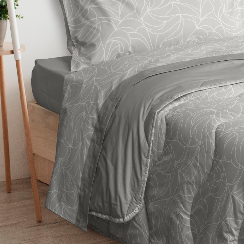 Foppapedretti Notte & Natura Pearl Wave dekbedovertrek voor tweepersoonsbed, 100% katoenen hoes, made in Italy Dekbedden en dekbedden Naty Shop