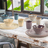 Moritz & Moritz COPA 16-tlg Geschirrset 4 Personen - Elegantes Teller Set aus hohrstandigem Steinzeug - Geschirr Set 4 Personen met 4x Dinnerteller, Dessertteller, Müslischale & Kaffeebecher