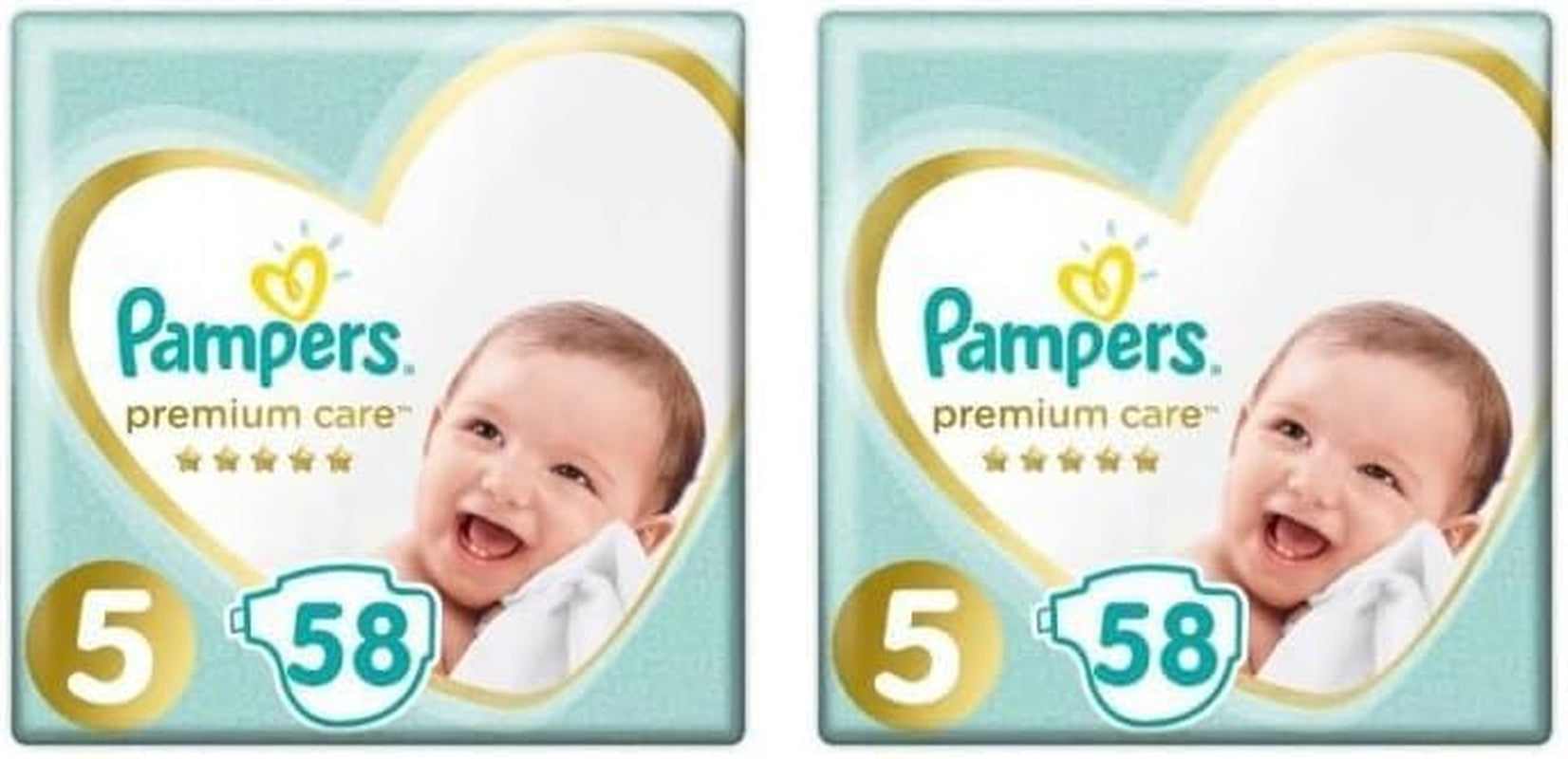Pampers luiers maat 5 (11-16 kg), premium care luiers, 58 stuks, optimaal comfort en bescherming voor de gevoelige huid van Pampers