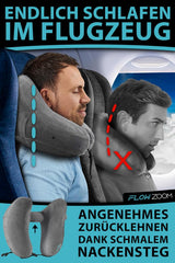 FLOWZOOM AIR Opblaasbaar nekkussen met capuchon - Vliegtuignekkussen - Reiskussen - Snel opblaasbaar reisnekkussen - Vliegtuigkussen - Reiskussen - Nekkussen voor volwassenen (grijs) Cervicale orthopedische kussens Naty Shop