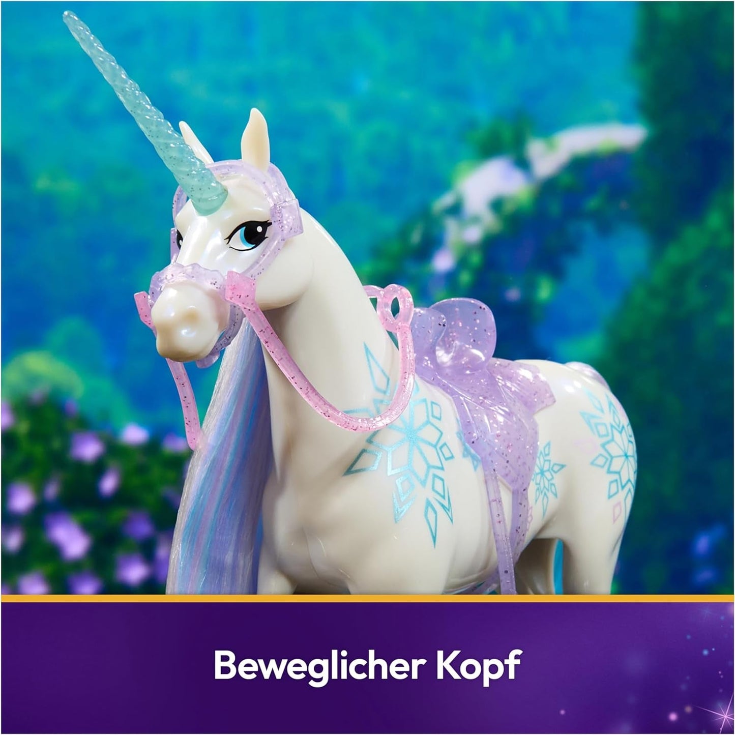 Unicorn Academy Unicorn Glacier - 28 cm hoog, Layla's originele Netflix-eenhoorn met echte manen en staart, afneembaar hoofdstel, zadel en borstel, voor kinderen vanaf 4 jaar