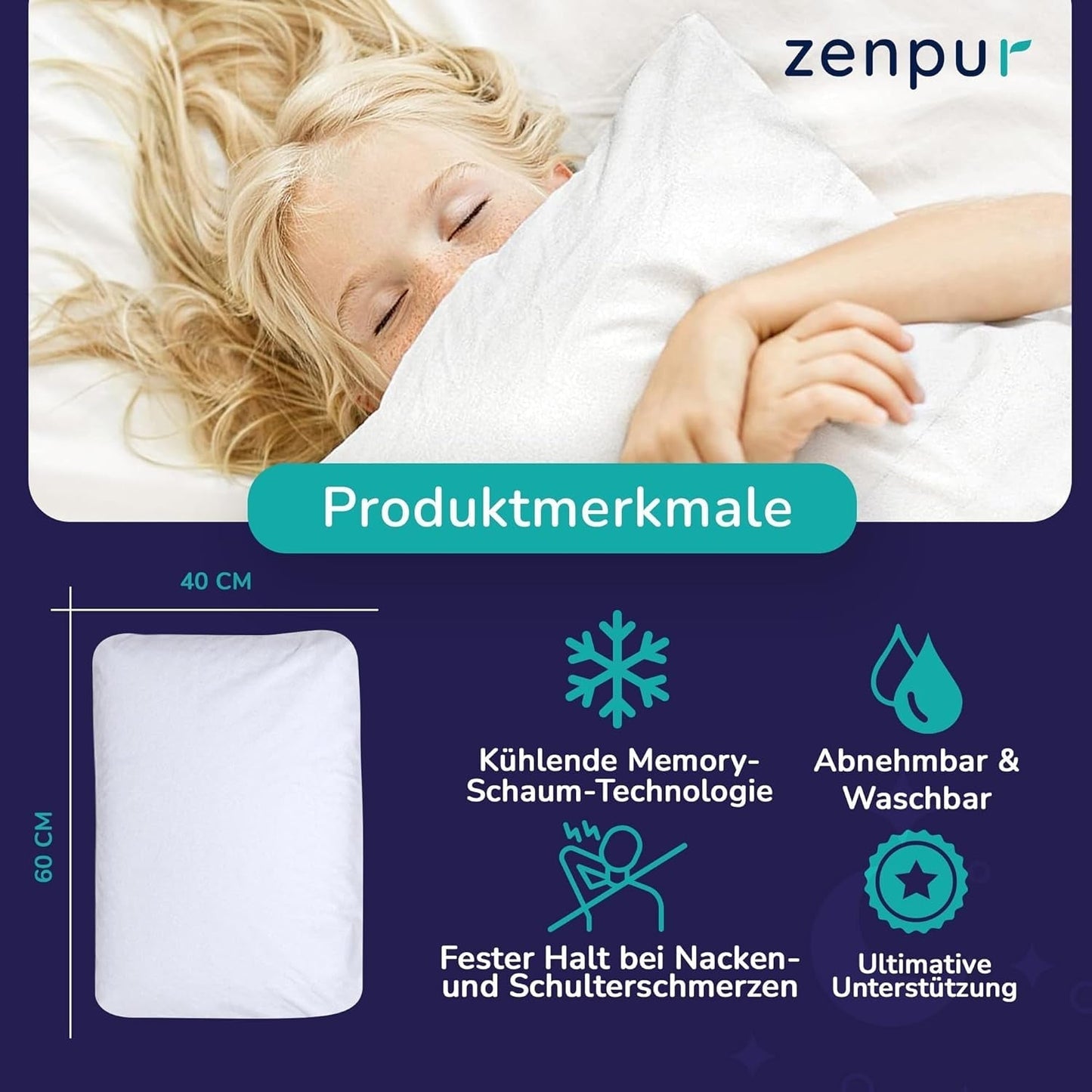 Set van 2 kussens voor nekondersteuning 40X60-13Cm - Ergonomisch slaapkussen voor nek en schouders, Oeko-Tex gecertificeerd Cervicale orthopedische kussens Naty Shop