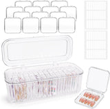 INMORVEN nagelopbergdoosset - 14 transparante nageldozen + 1 grote doos en 60 zelfklevende schijven - Ideaal voor het opbergen van kunstnagels, gelnagelaccessoires en nagellak (14 stuks in één laag)