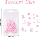 100 stuks boog nagelbedels Y2K 3D hars camellia bloem nagelbedels kawaii strass nagelkunst decoraties, patronen, doe-het-zelf accessoires (roze)